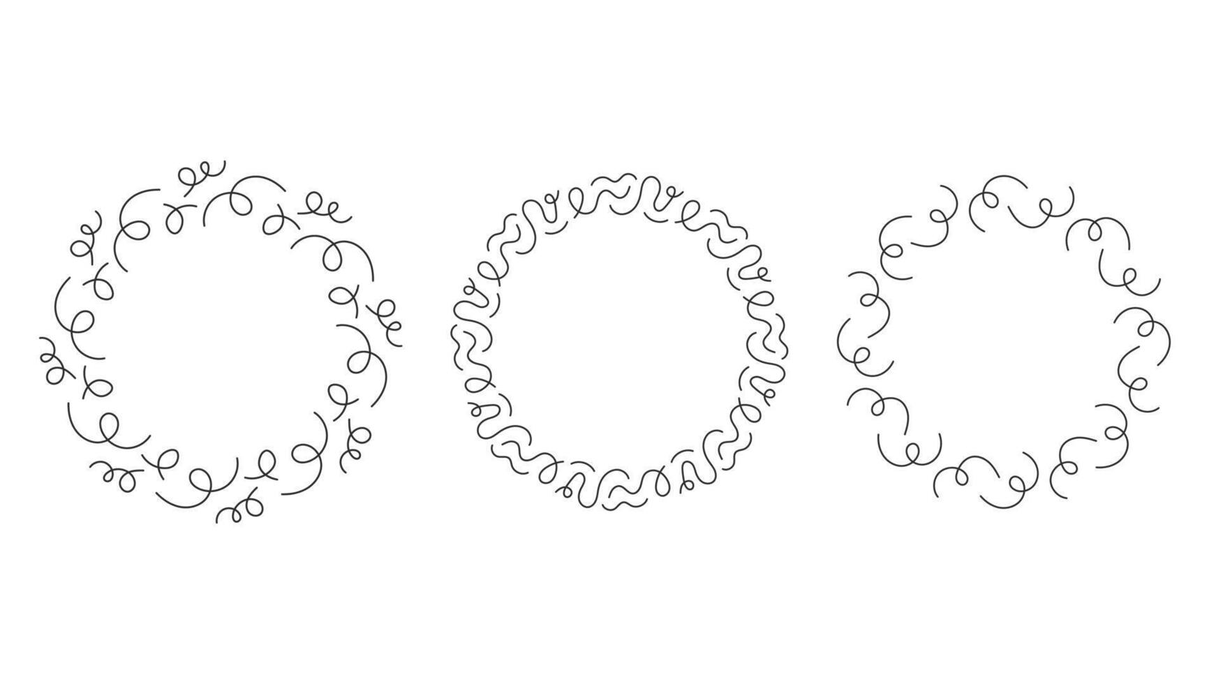 Curly Line Frames Set vector