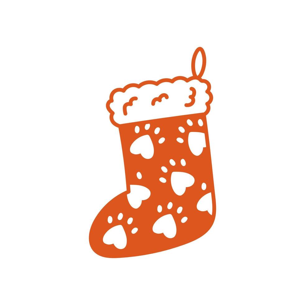Christmas Stocking with Paw Print Pattern vector