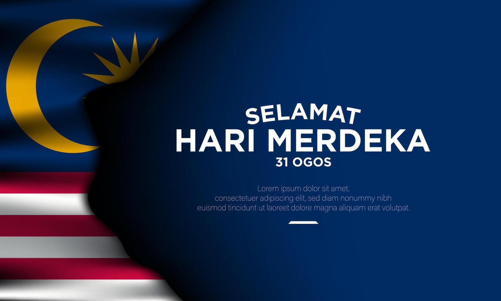 Malaysia Independence Day Template Design with Waving Flag and Blue Background vector