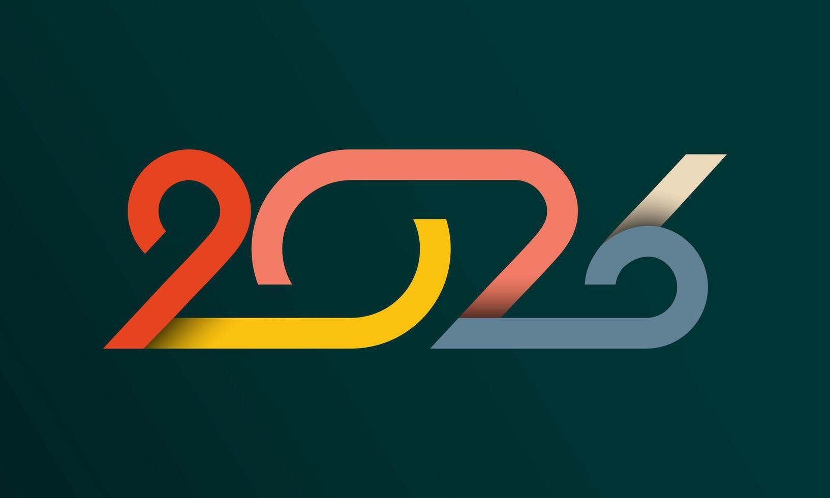 2026 Happy New Year Celebration Design on Green Background vector