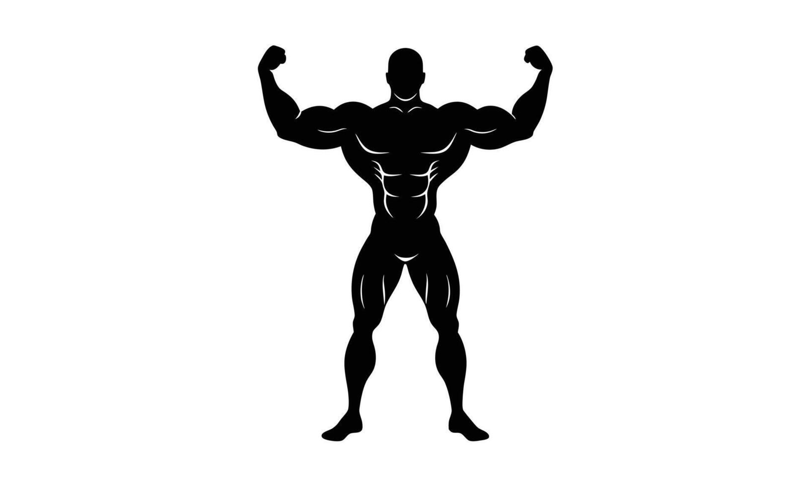 Muscular bodybuilder silhouette strong fitness power vector