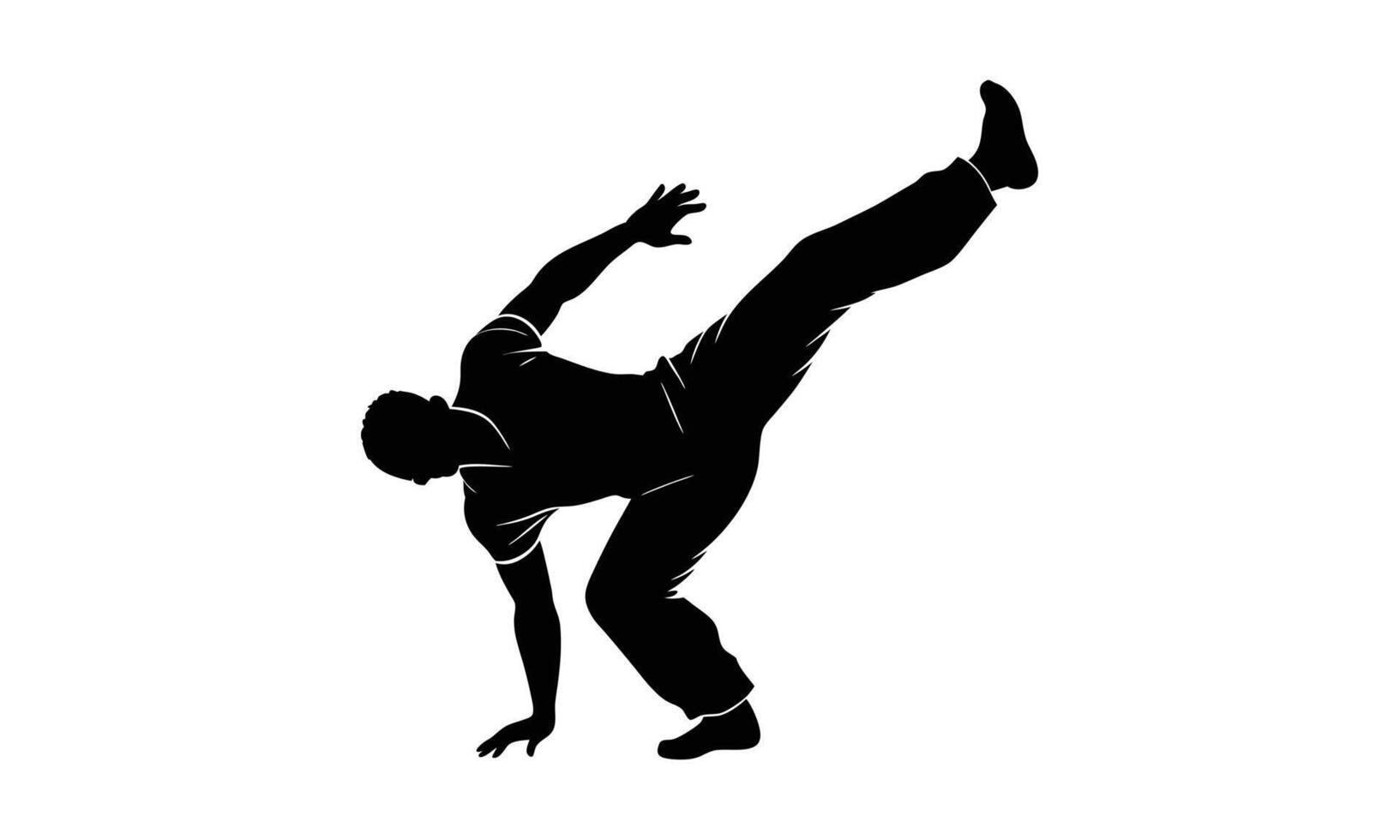 Capoeira silhouette dynamic pose powerful athlete vector