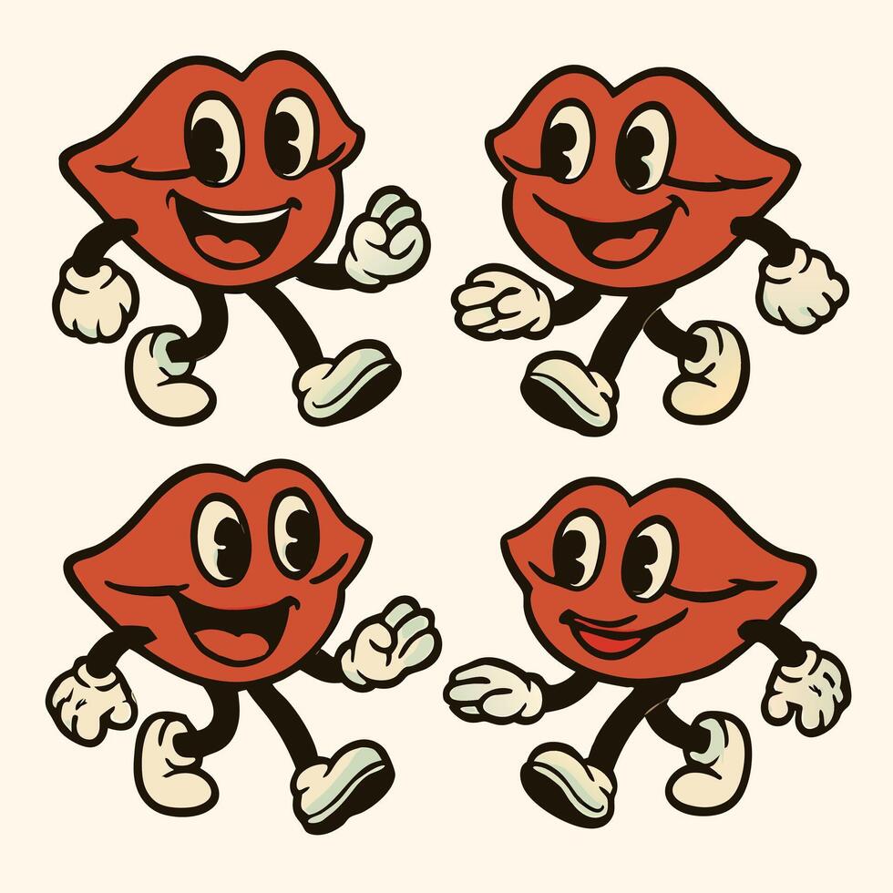 playful cartoon lip characters vector
