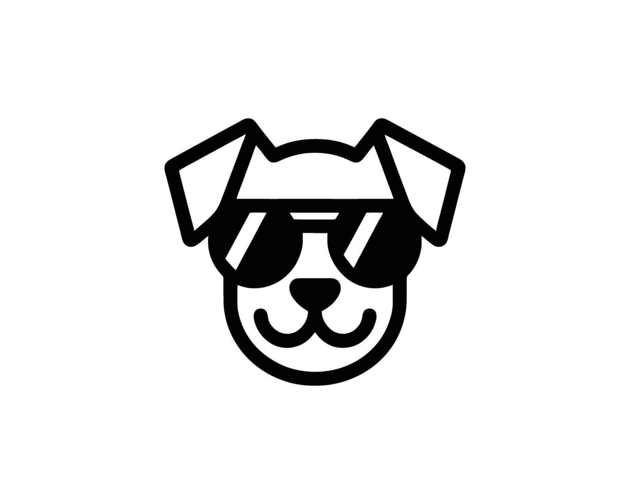 outline dog wearing sunglasses icon logo vector