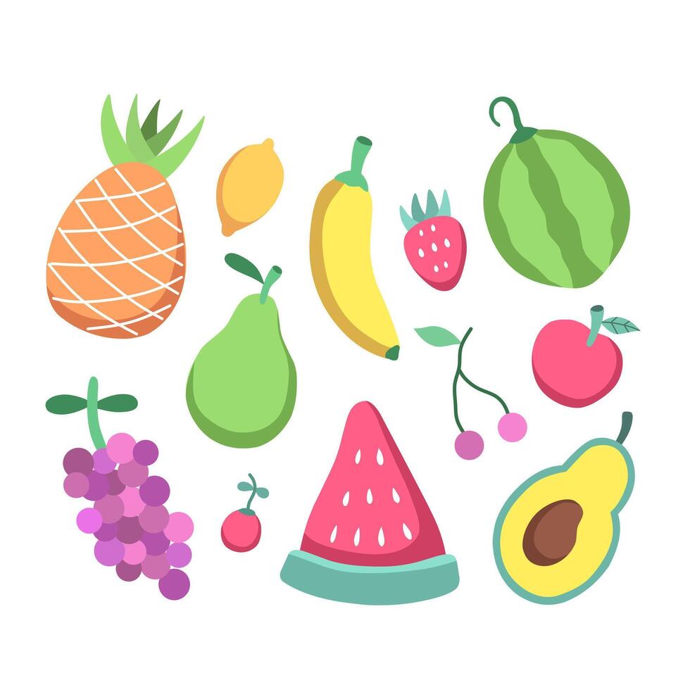 Colorful illustration of assorted fruits vector