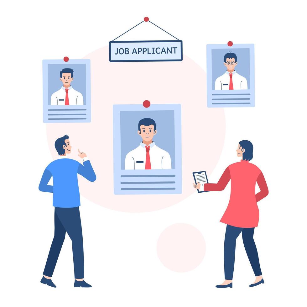 Reviewing job applicants' profiles vector