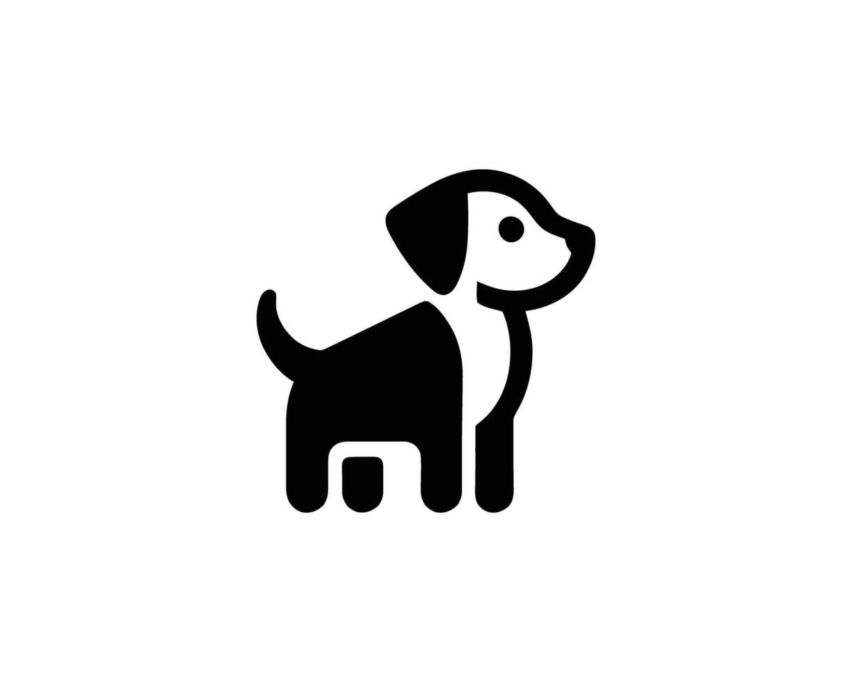 black and white dog icon logo design vector