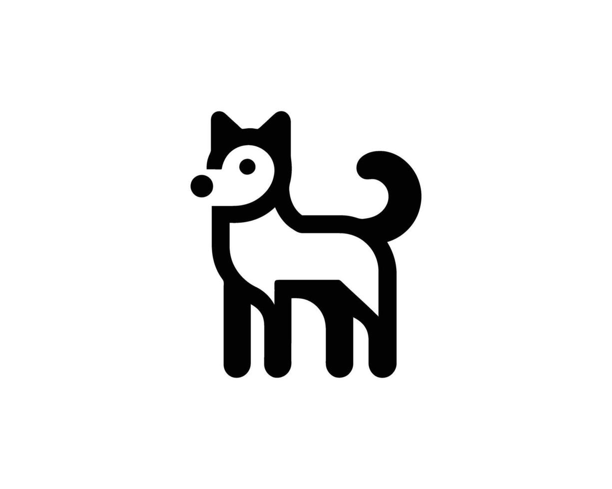 Stylized black and white husky dog icon vector