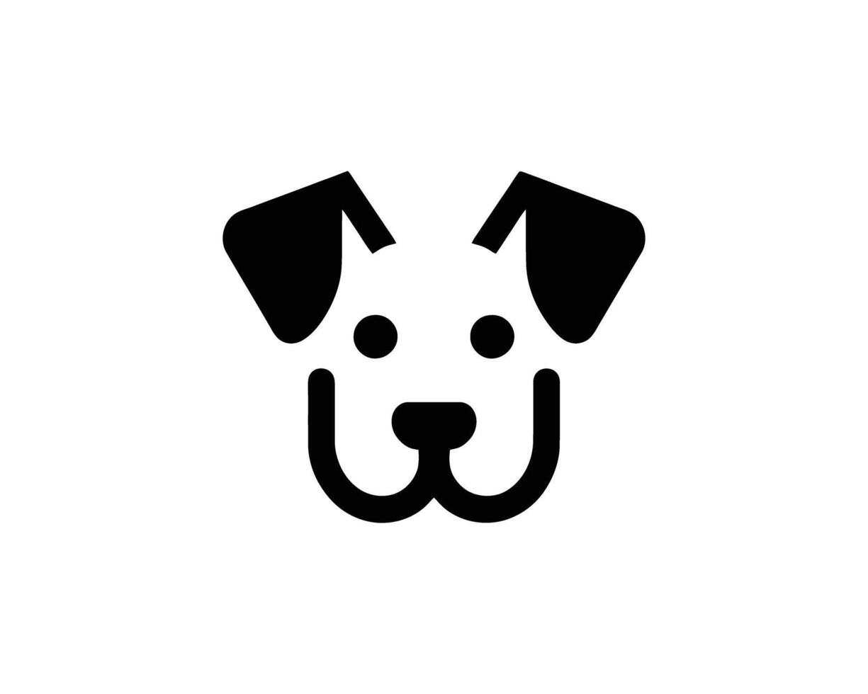 black dog face icon on white background vector