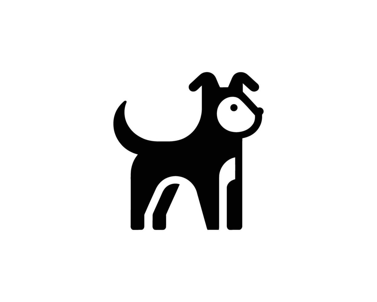 Simple black dog icon with white eye detail vector