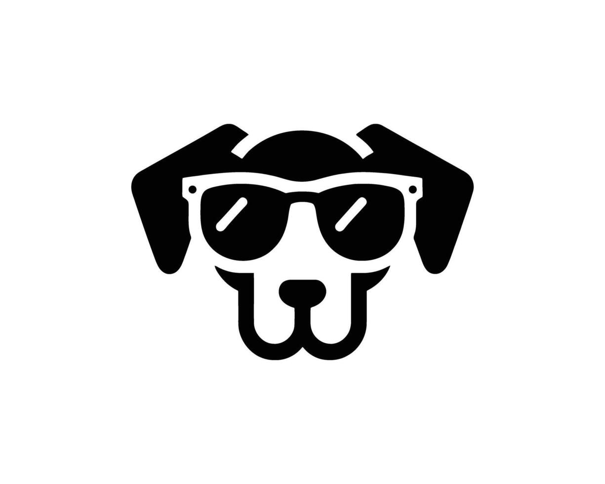 a dog wearing sunglasses icon black and white vector