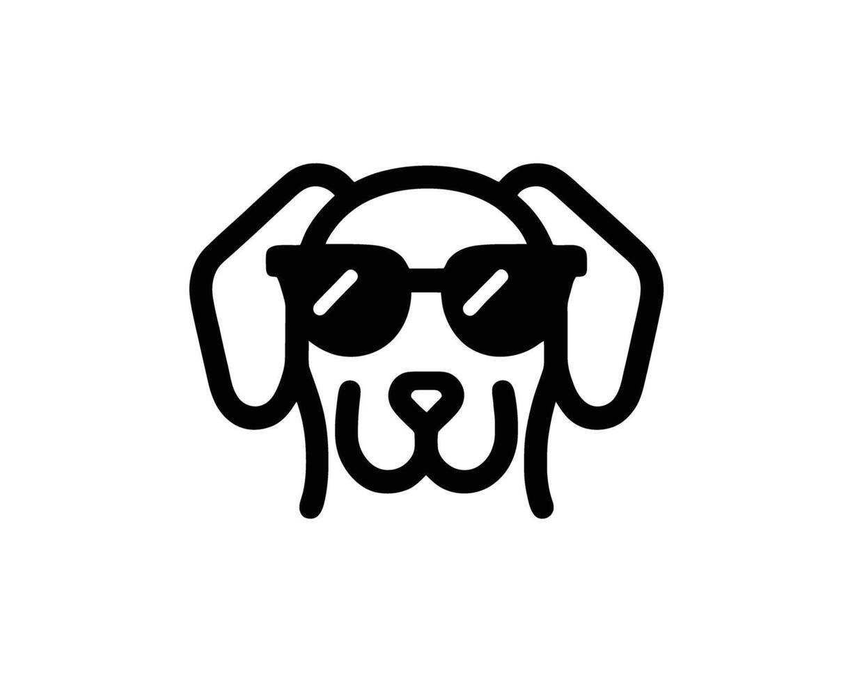 dog icon with sunglasses outline logo vector