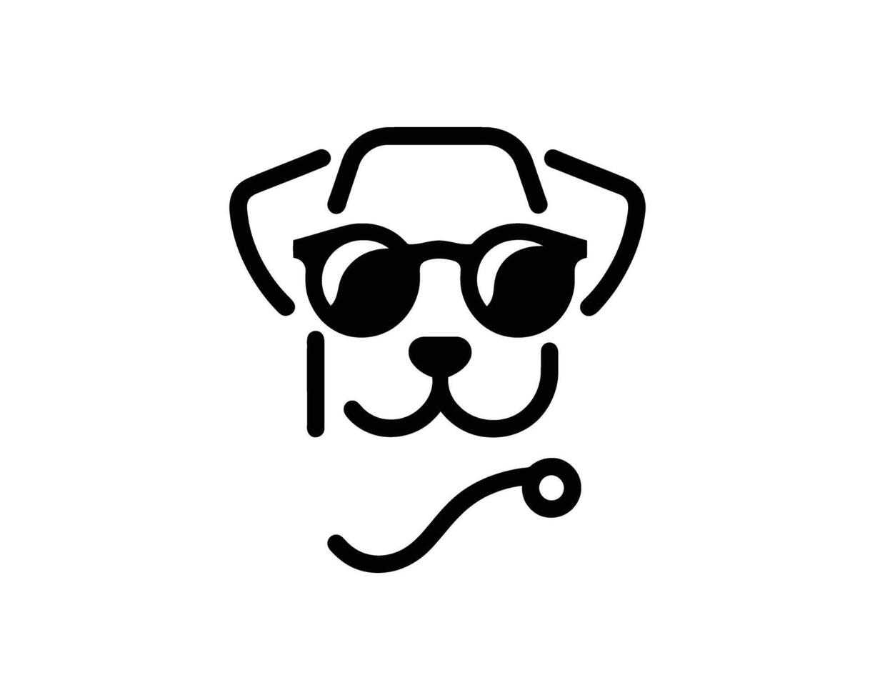 Cool dog wearing sunglasses and a leash vector