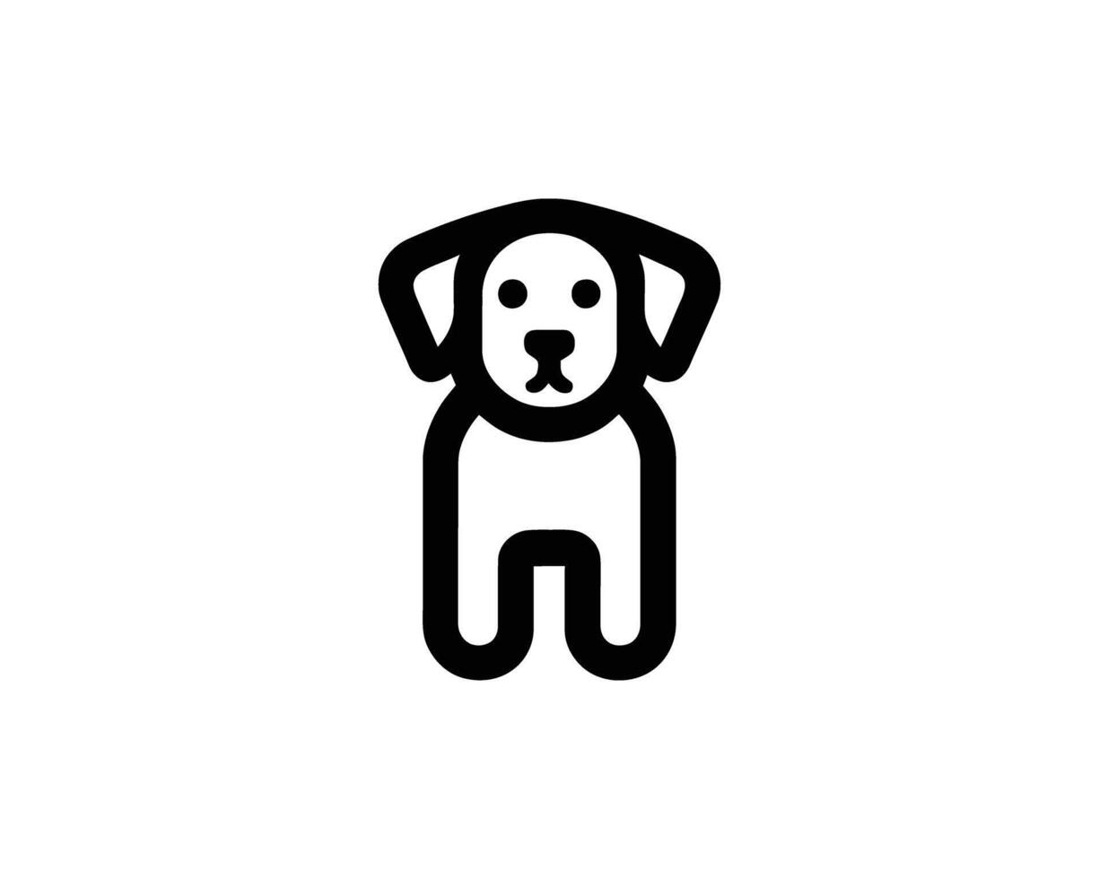 Simple black outline of a friendly dog icon vector
