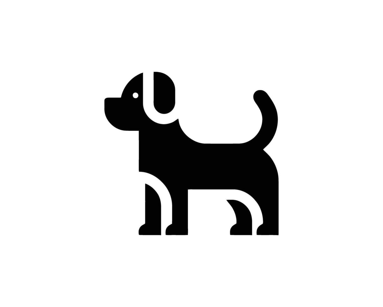 Simple black dog icon silhouette on white background vector