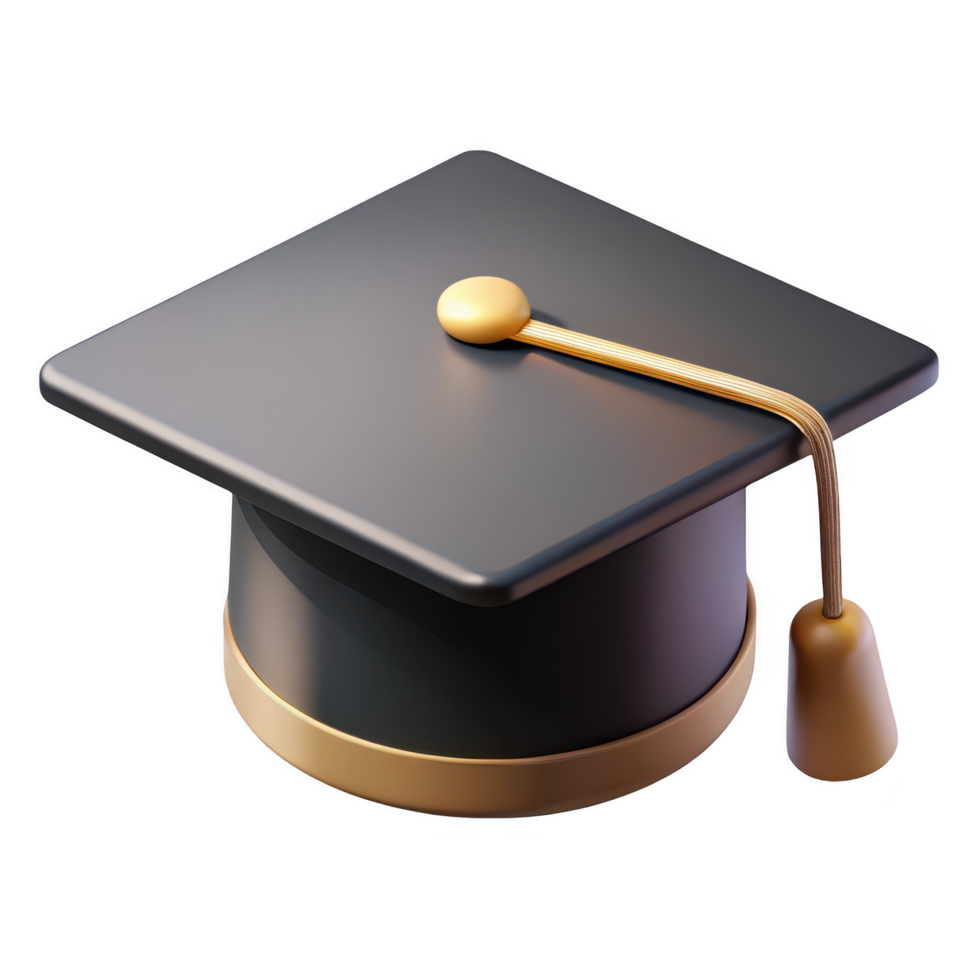 3d realistic graduation cap render isolated on transparent background png