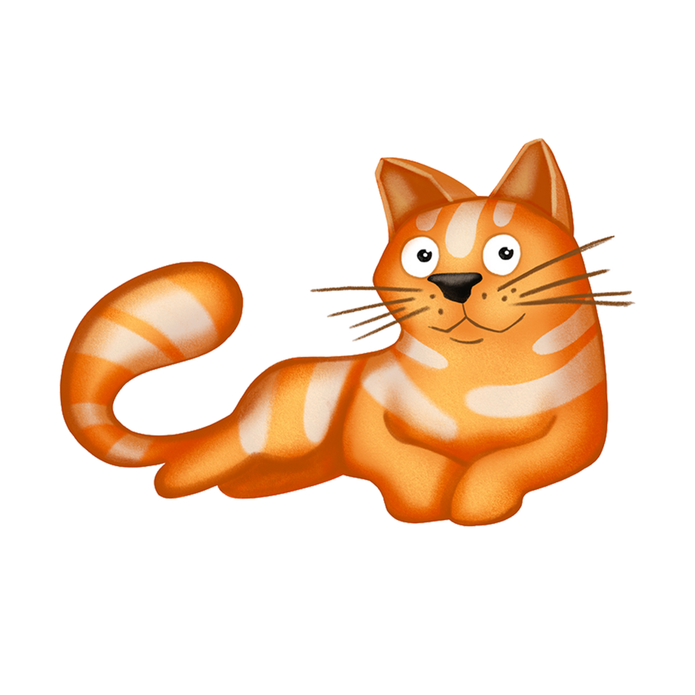 Red cat animal cartoon style hand drawn illustration png
