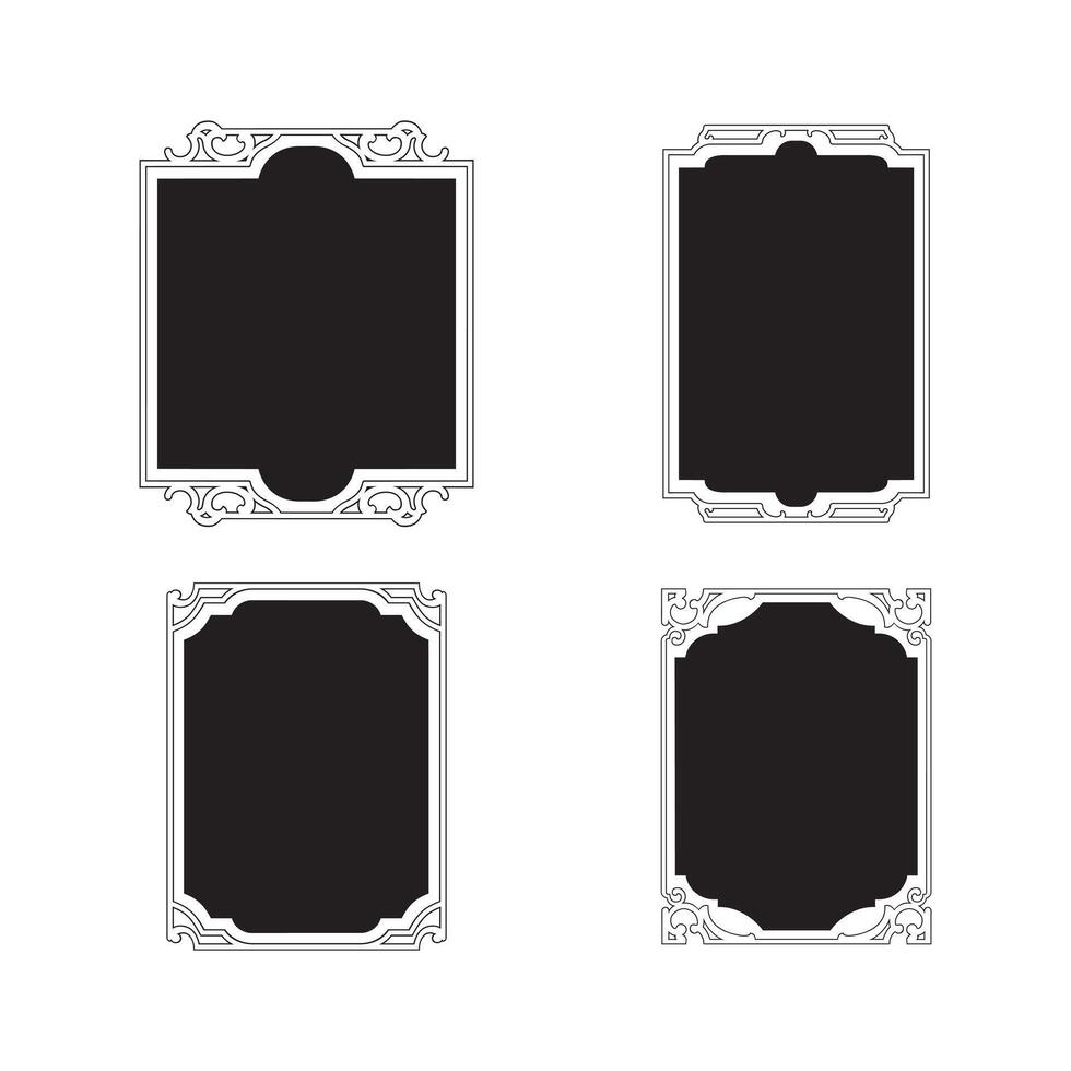 black elegant eastern style decorative frame set floral borders and lace elements for invitations and cards, white background vector