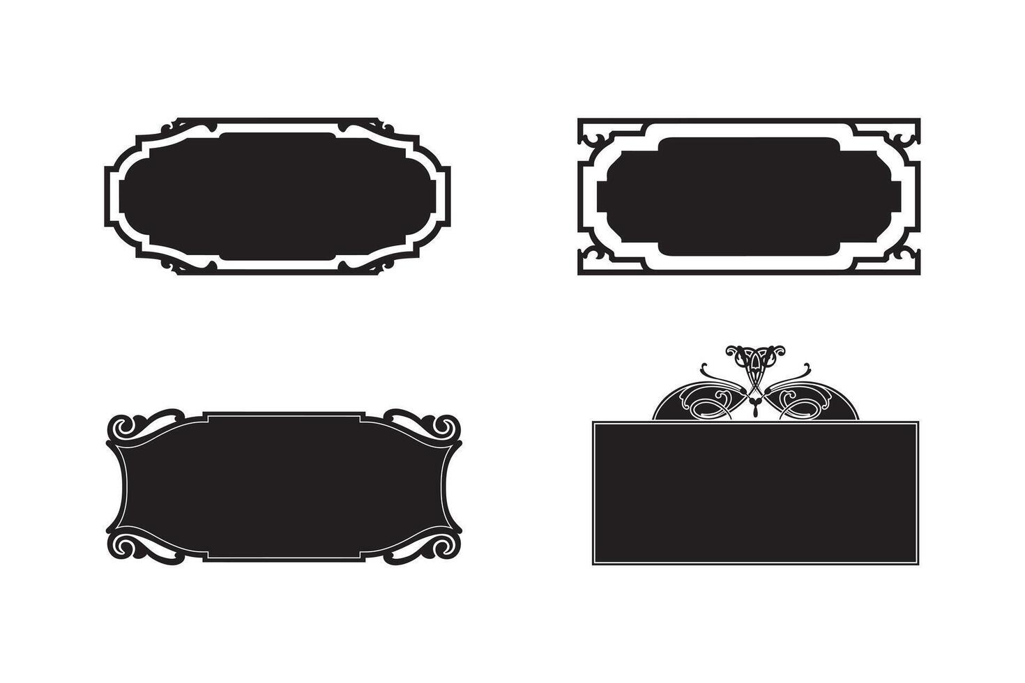 Elegant Eastern Style Decorative Frame Set Black Floral Borders and Lace Elements for Invitations and Cards White Background vector