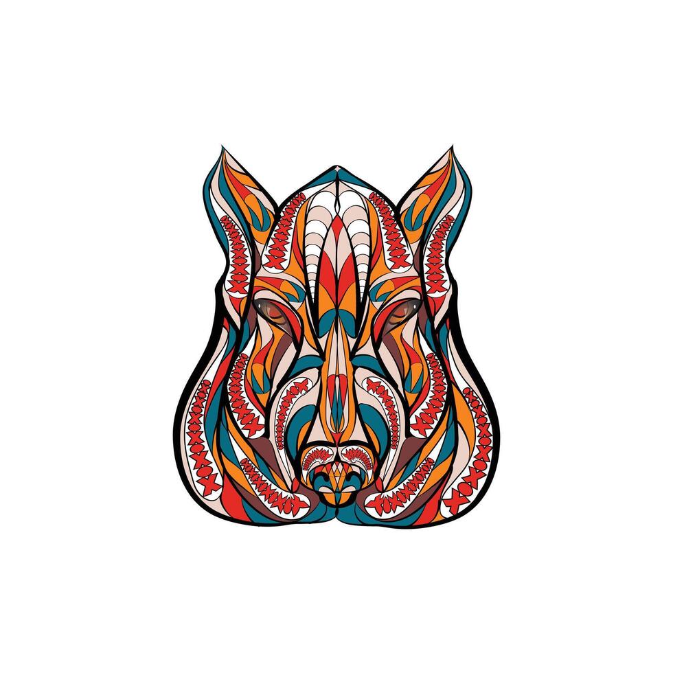 Ethnic Boar Illustration Tribal Wild Pig Design on White Background vector