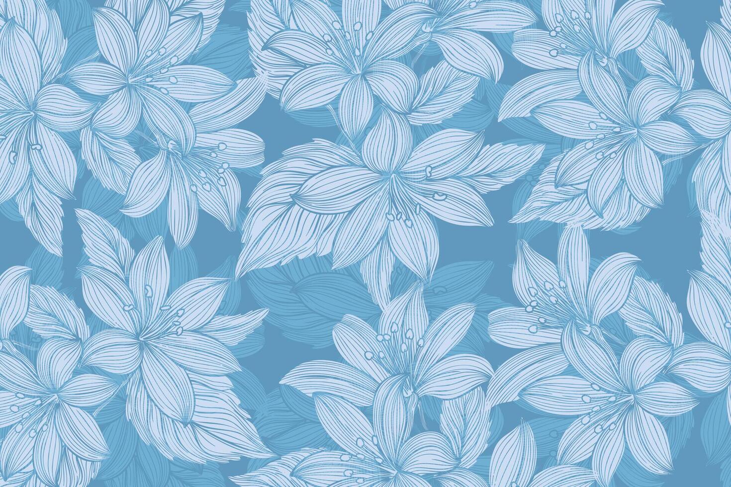 soft blue floral pattern design vector