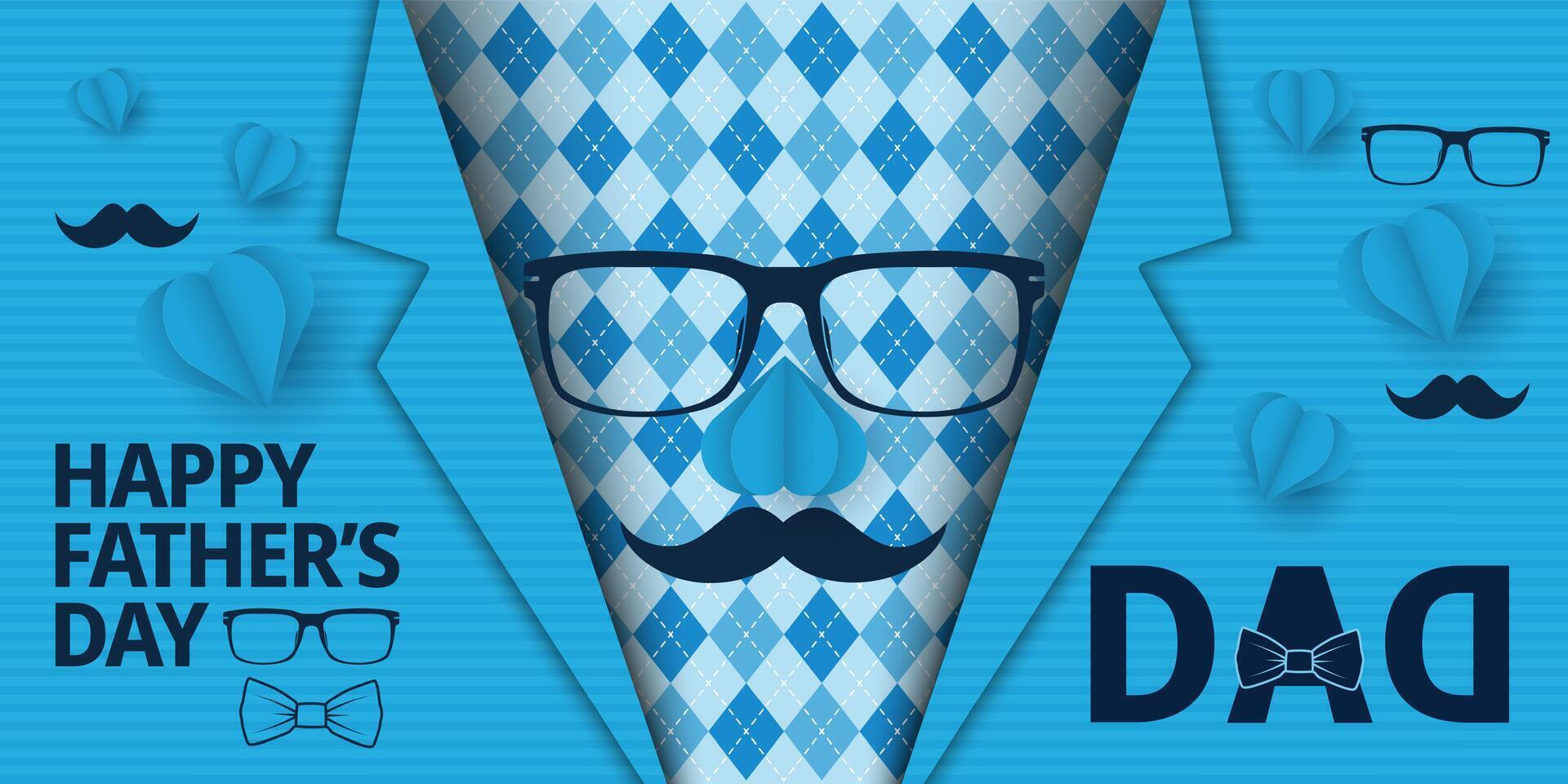 Father's Day card with glasses and mustache vector