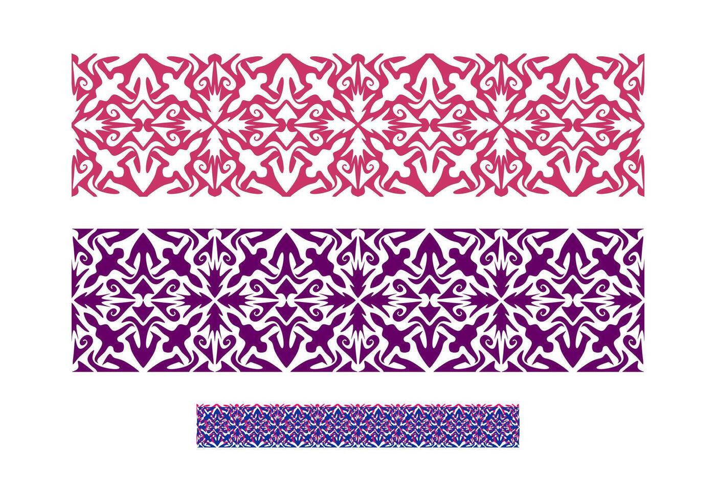 Traditional Seamless Ornament Pattern in Pink and Purple Color for Border Design Cultural Textile Motif Ethnic Decorative Background vector