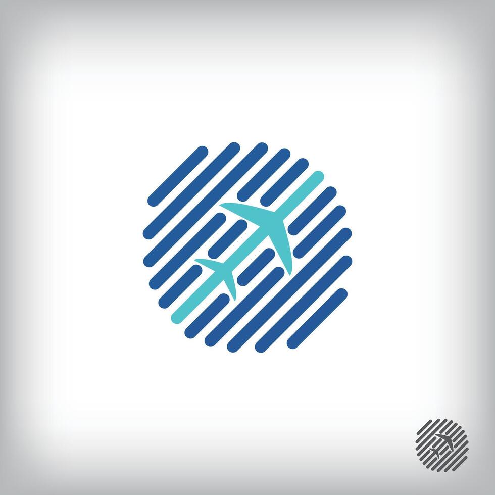 Linear airplane logo. Unique design identity. Geometric flat logo template. vector
