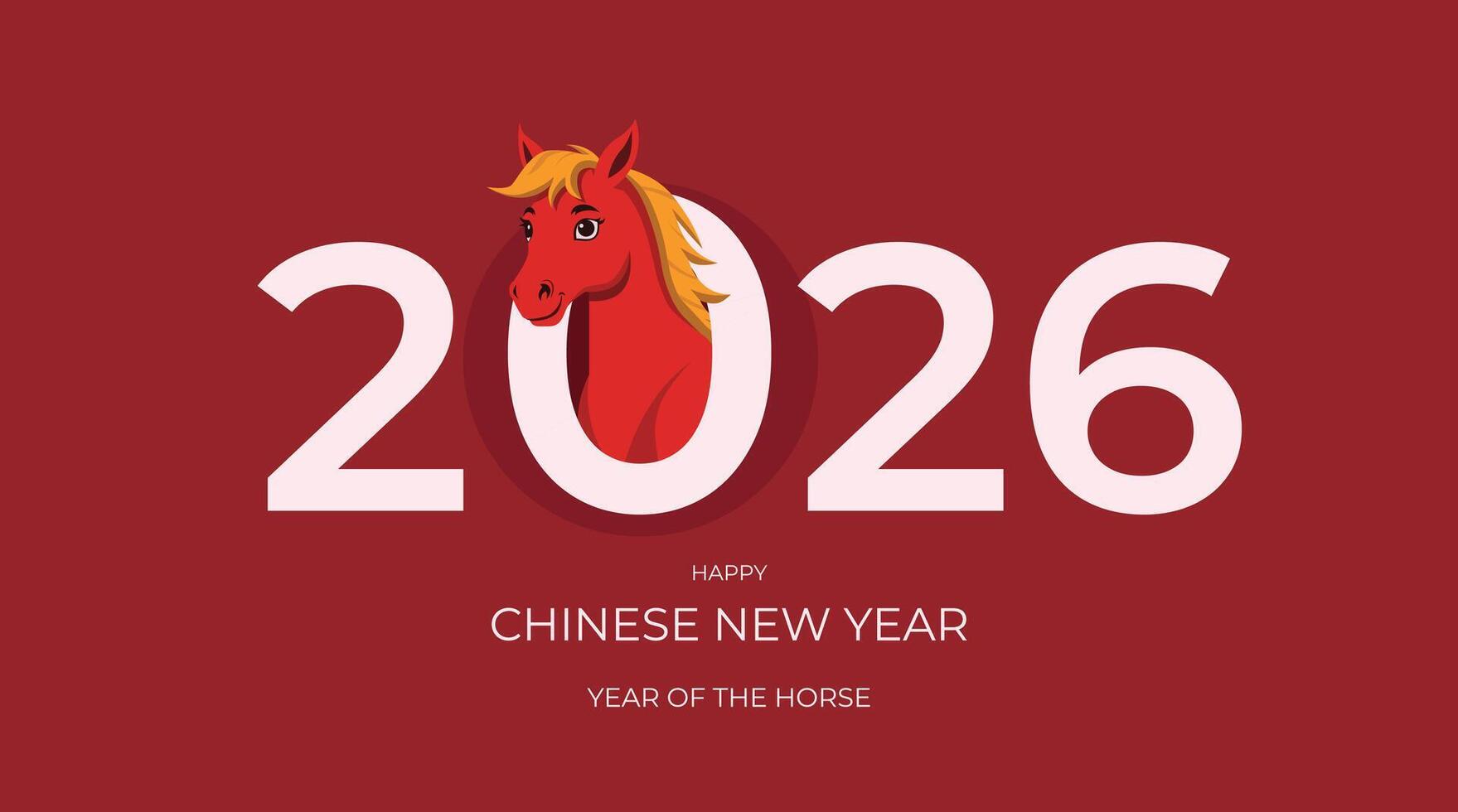 2026 Chinese new year, Year of the Horse 2026, social media red horse, poster, greeting card, header for website, simple design, Modern style design vector