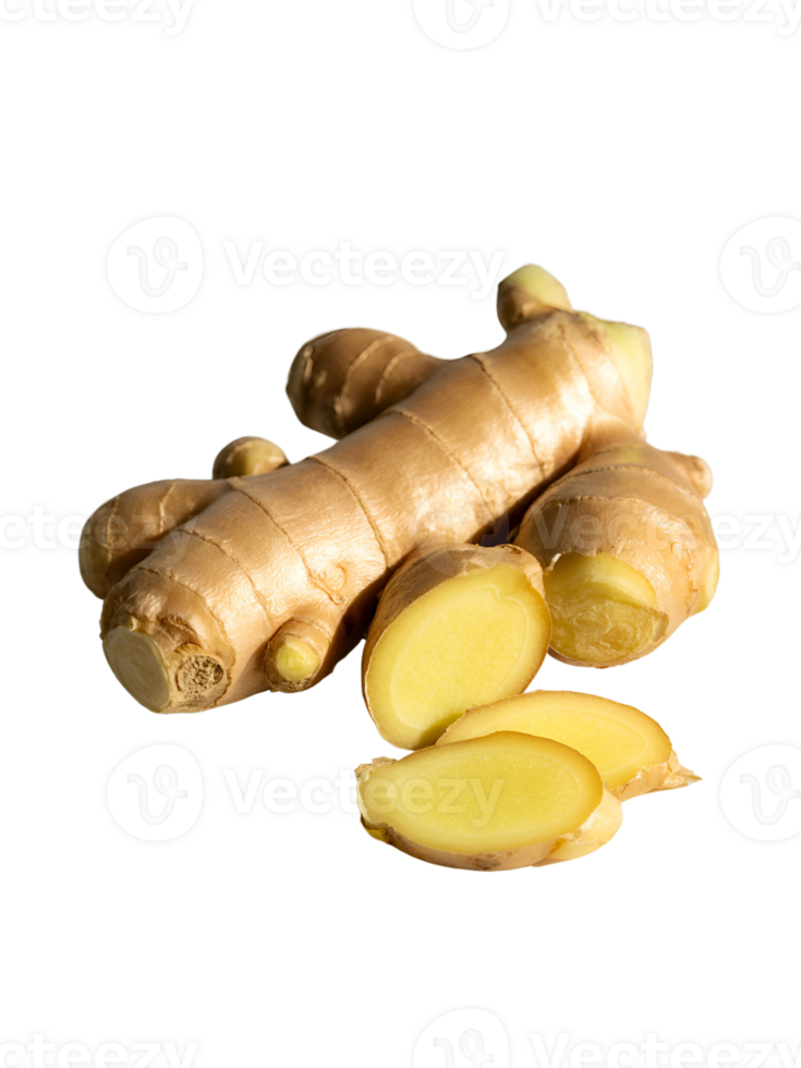 Fresh Ginger Root Slices Pale Yellow and Brown image png