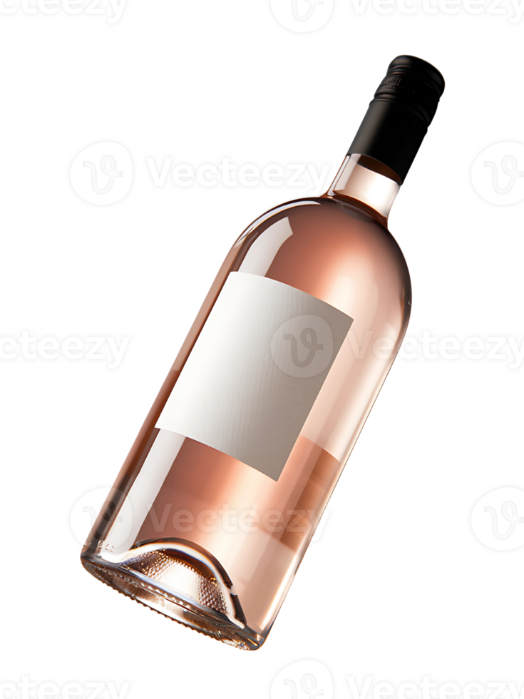 Rose Wine Bottle Blank Label Black Background empty label png