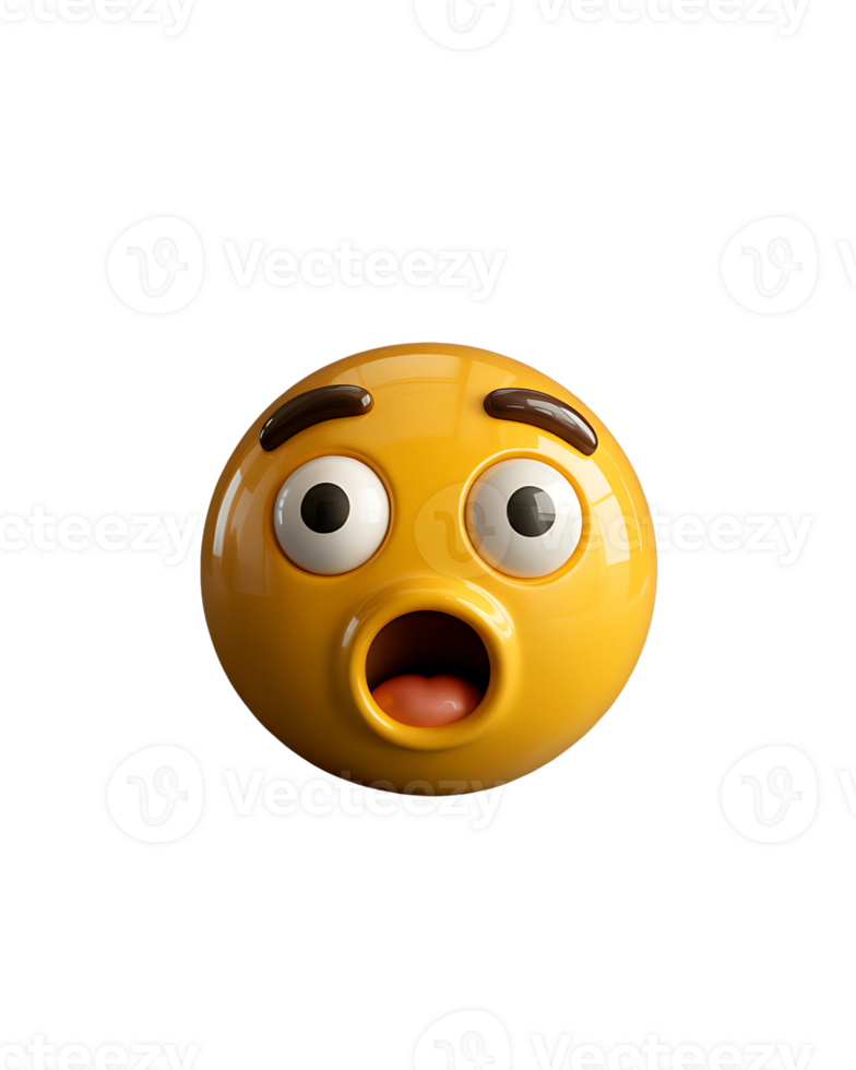 Yellow 3 D Emoji Shocked Face Surprised Expression png