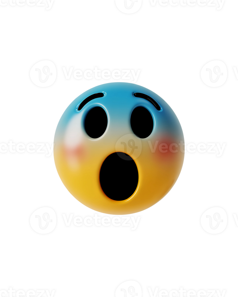 3 D Render of a Surprised Yellow and Blue Emoji emoticon png