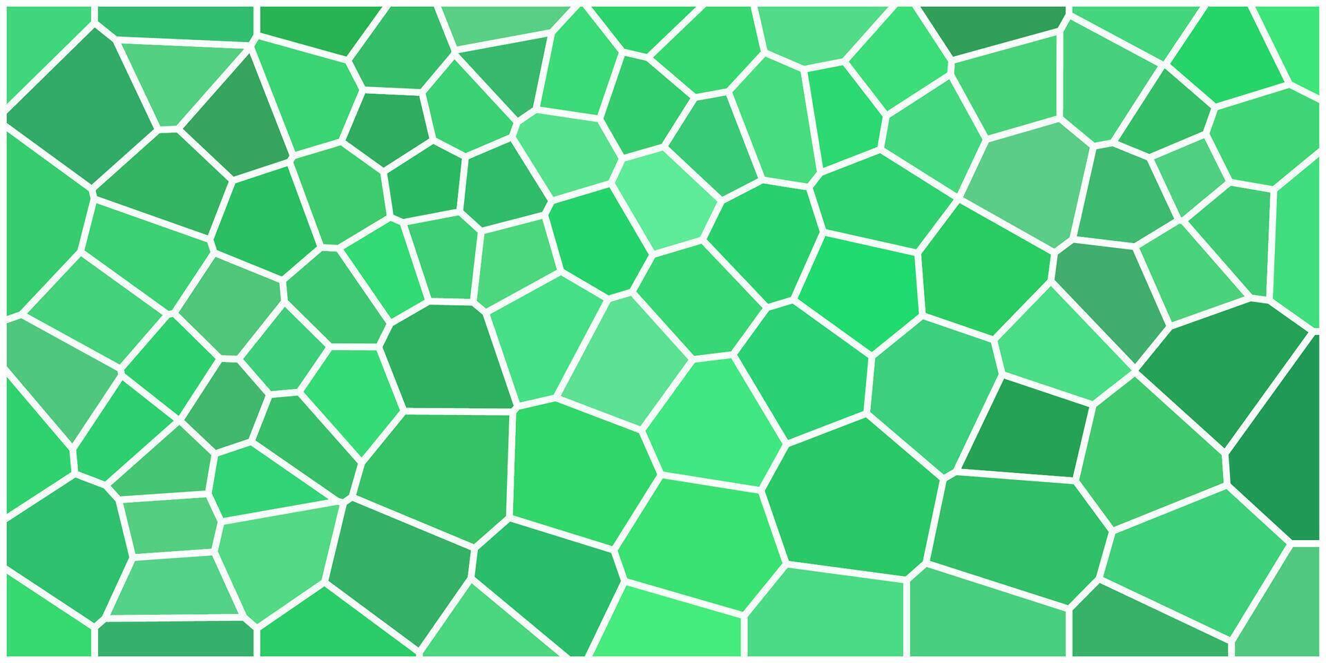 A green mosaic pattern made of irregular polygon shapes with white outlines, resembling stained glass or abstract tiling. vector