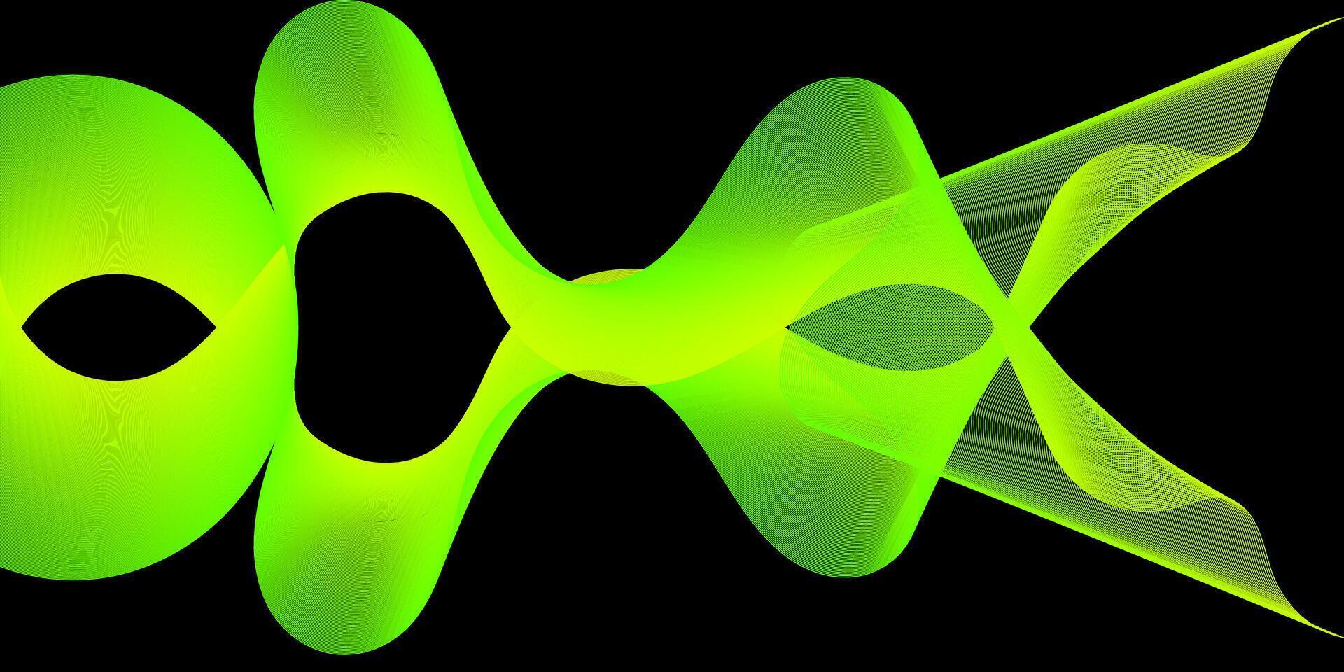 A vivid green abstract wave pattern with dynamic curves and mesh texture on a solid black background, creating a modern and energetic visual design. vector