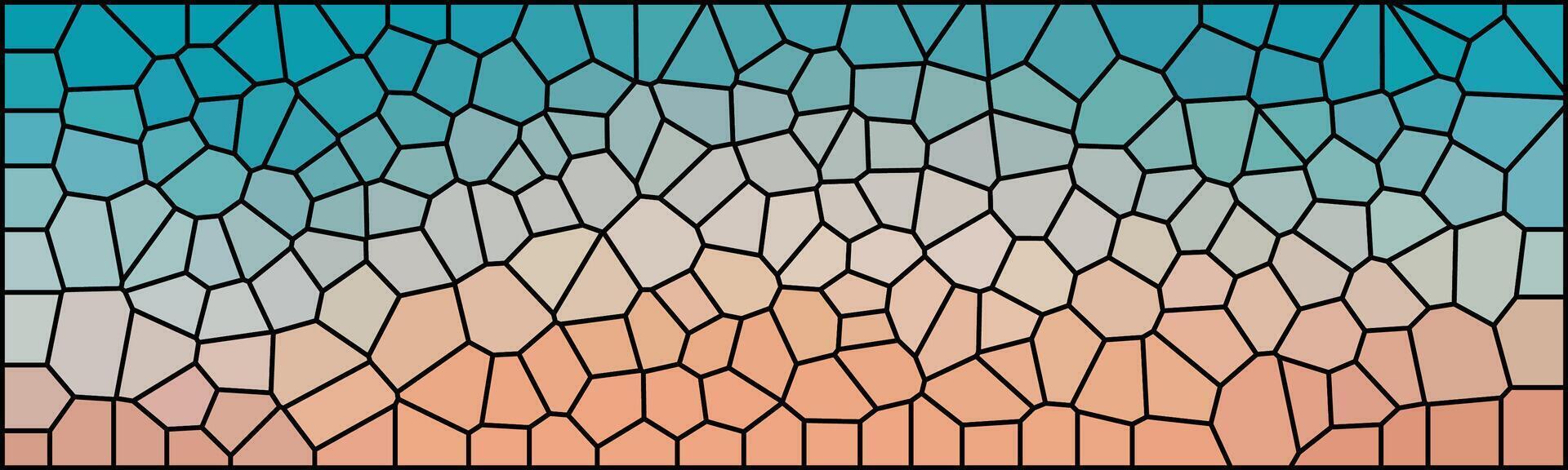 Abstract geometric pattern with multicolored polygons, smoothly transitioning from cool blue at the top to warm orange at the bottom. vector
