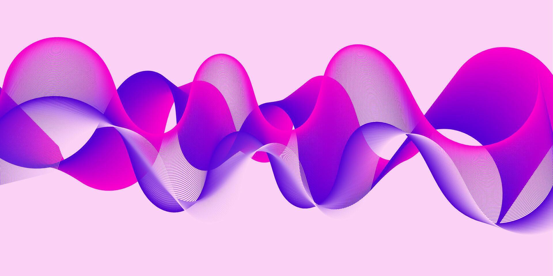 A smooth, flowing abstract wave pattern in vibrant shades of pink, purple, and blue on a soft pink background, creating a modern and dynamic visual effect. vector