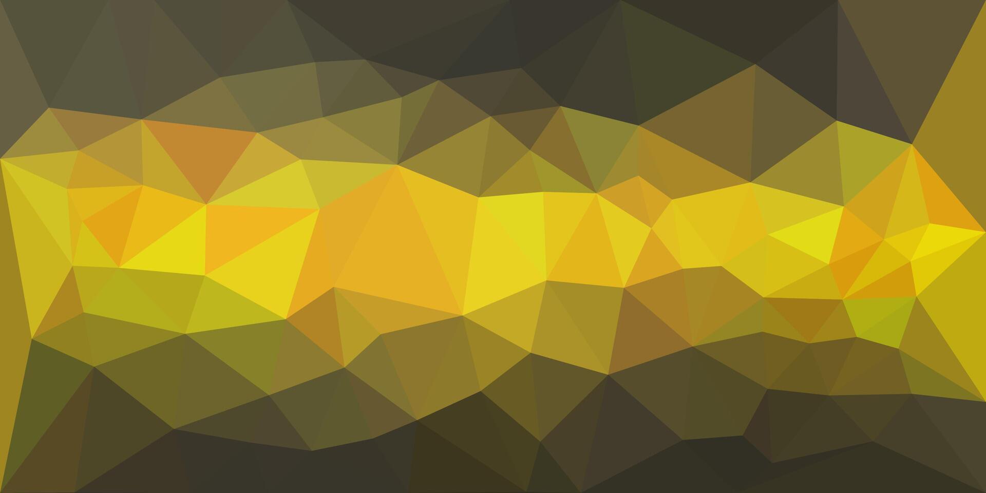 Abstract low-poly background in shades of yellow, gold, and brown, forming a geometric, faceted pattern with a glowing central band. vector