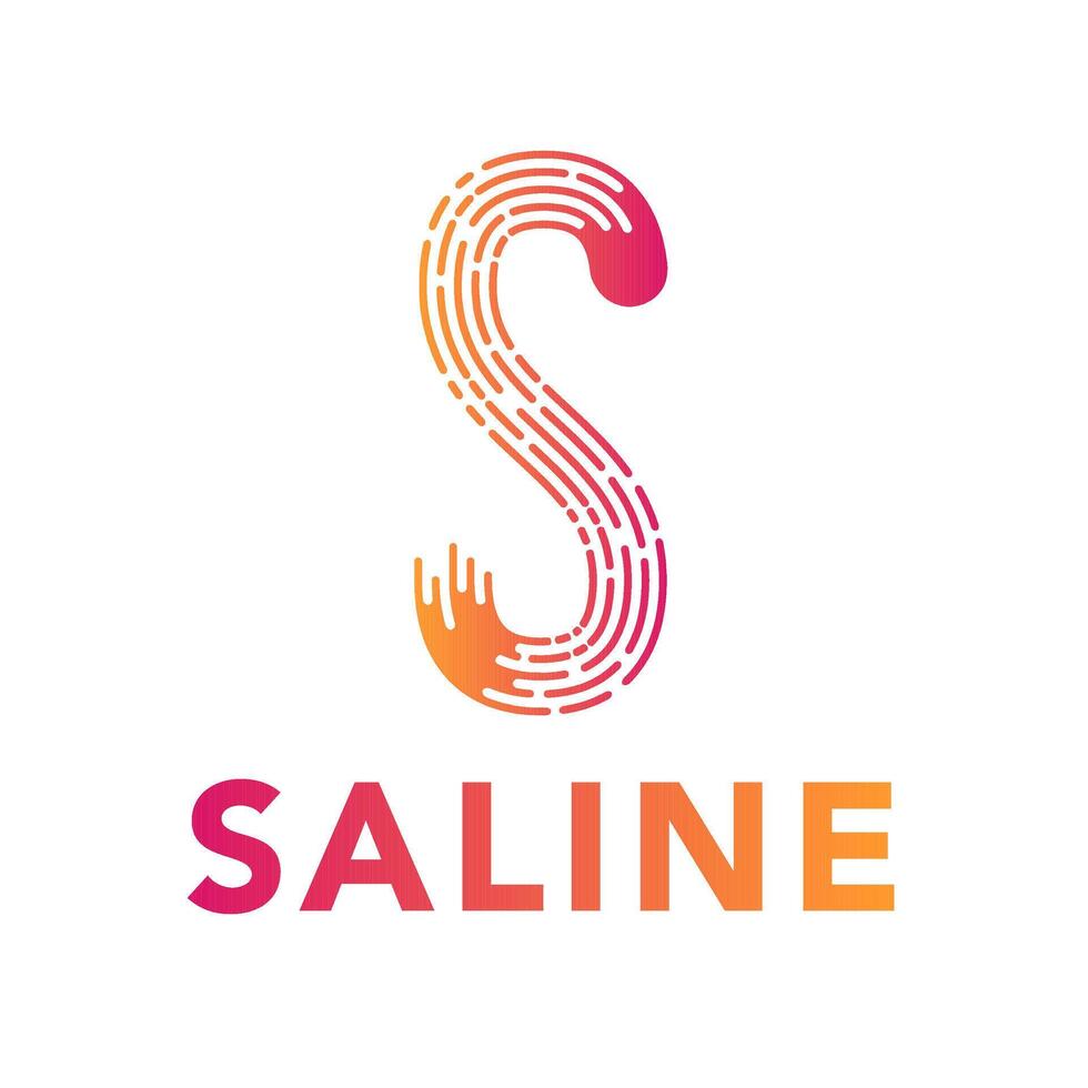 S letter logo design template. Gradient lettering s with lines and dashes art brush effect. vector