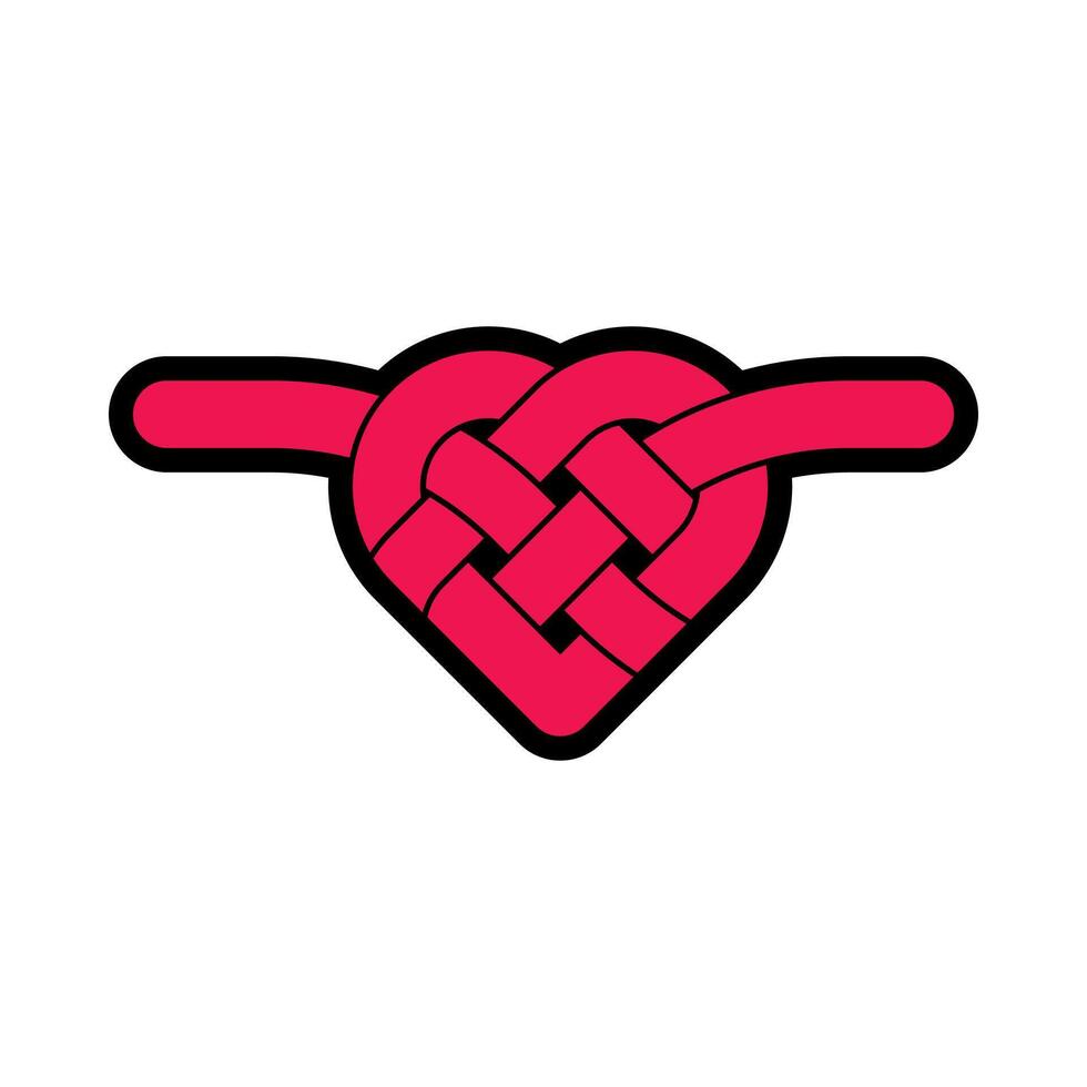 Red heart with knot on white background. Celtic knots love hearts symbol illustration. vector