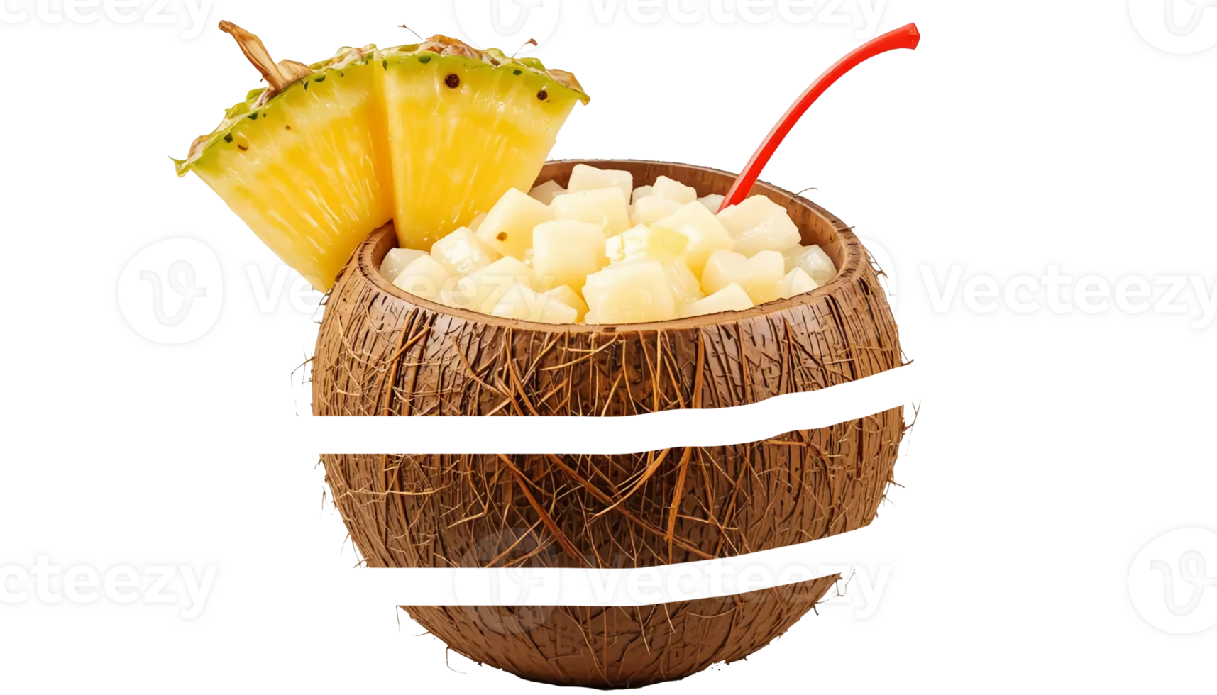 A coconut drink with a pineapple on top png