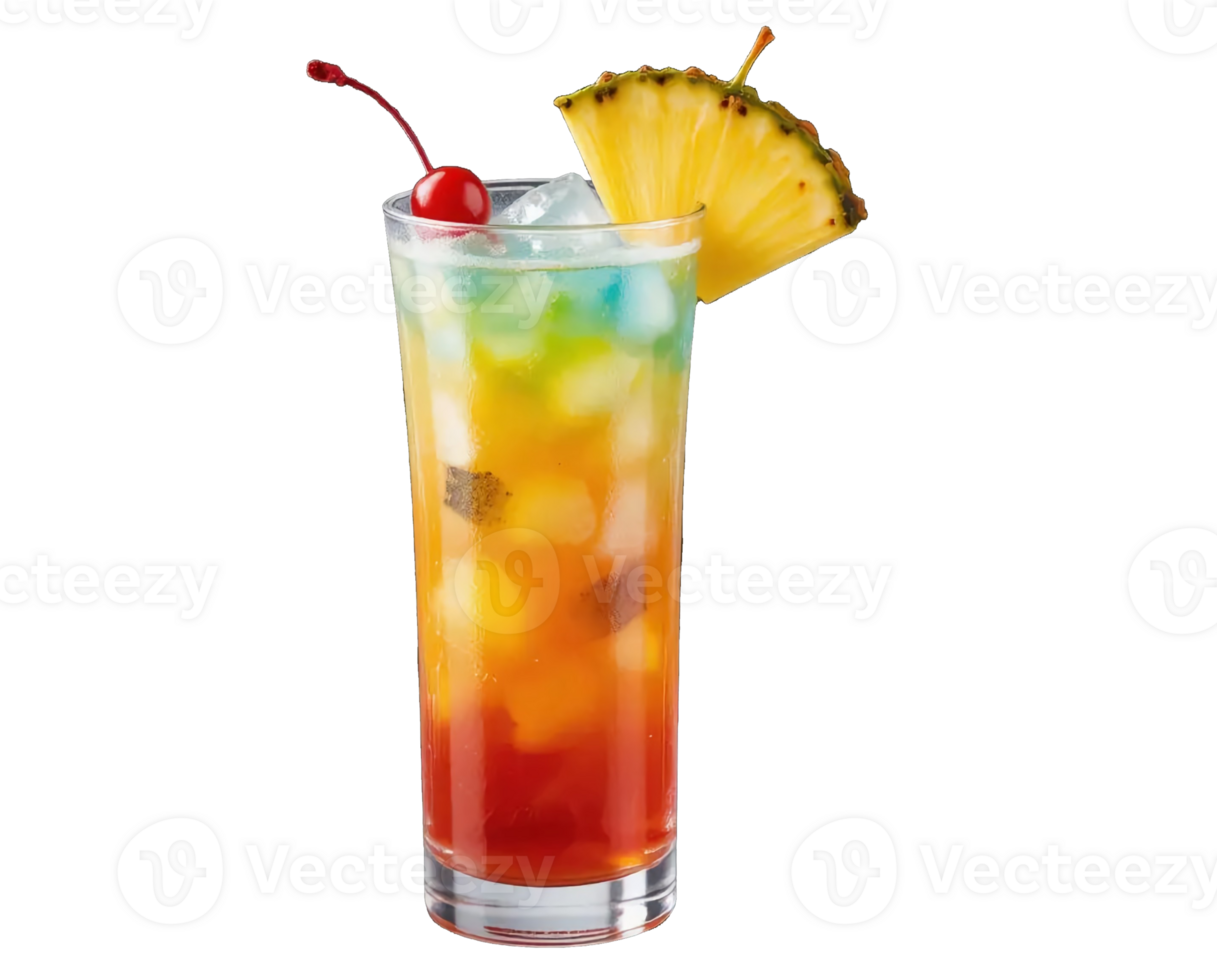 A colorful drink with a pineapple on top png