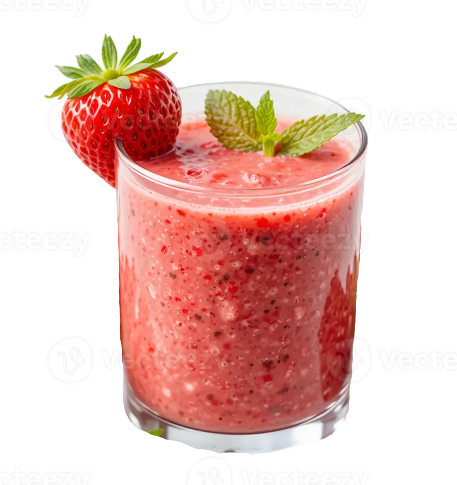 Strawberry smoothie with mint leaves png