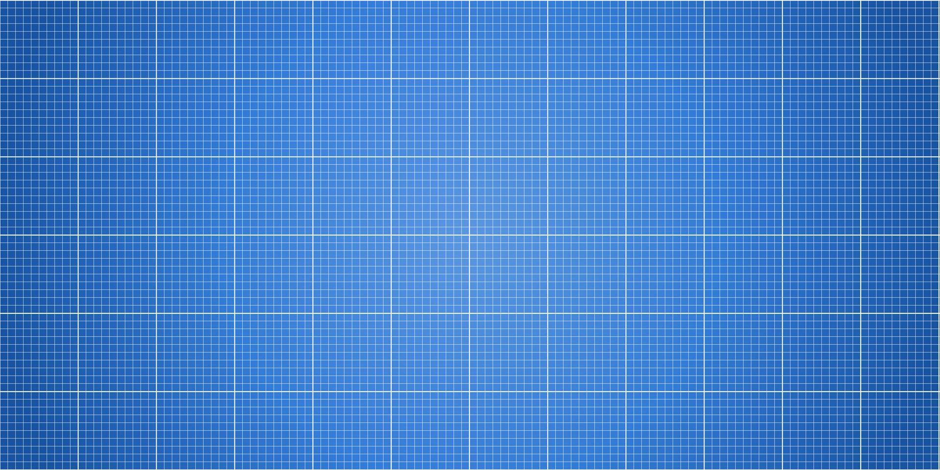 Bright blueprint background with glowing grid lines on blue surface vector