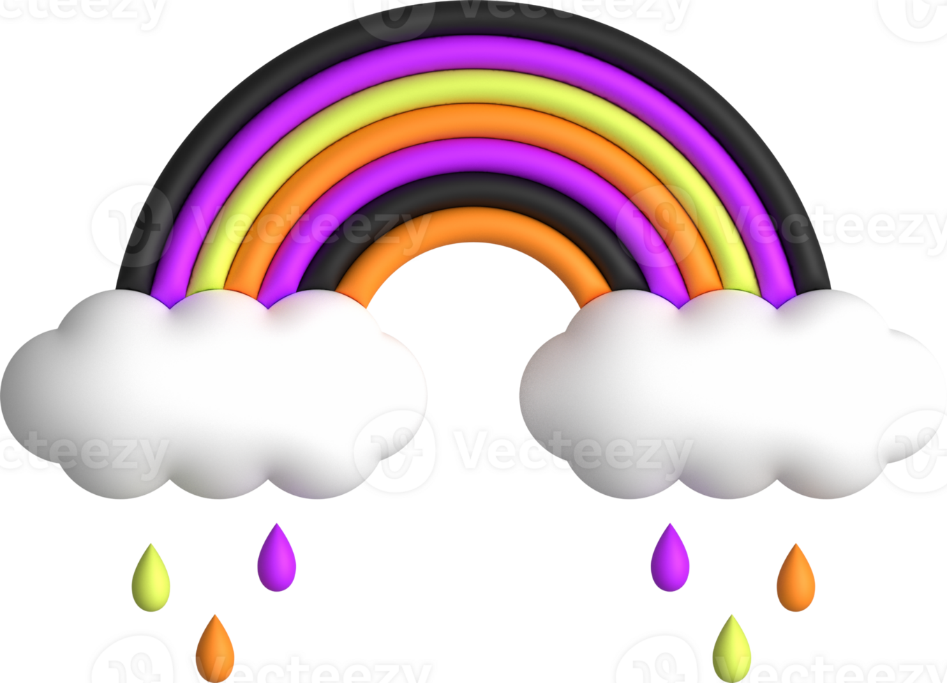 Halloween Rainbow 3D with Raindrops png