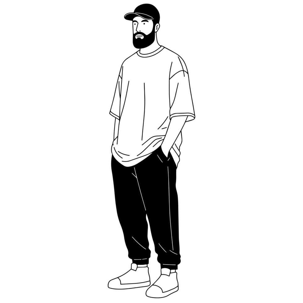Man in Streetwear Attire png