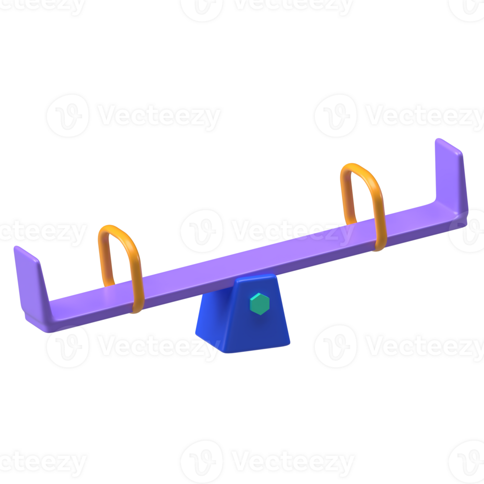 Seesaw Playground 3D Render. Traditional seesaw with handles for two children. png