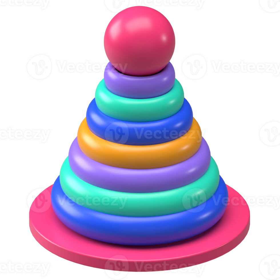 3D Stacking Rings Toy. Colorful educational stacking rings for toddlers.. png