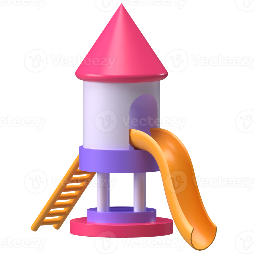 Rocket Slide Structure 3D Render. Rocket-themed slide tower for playground adventures. png