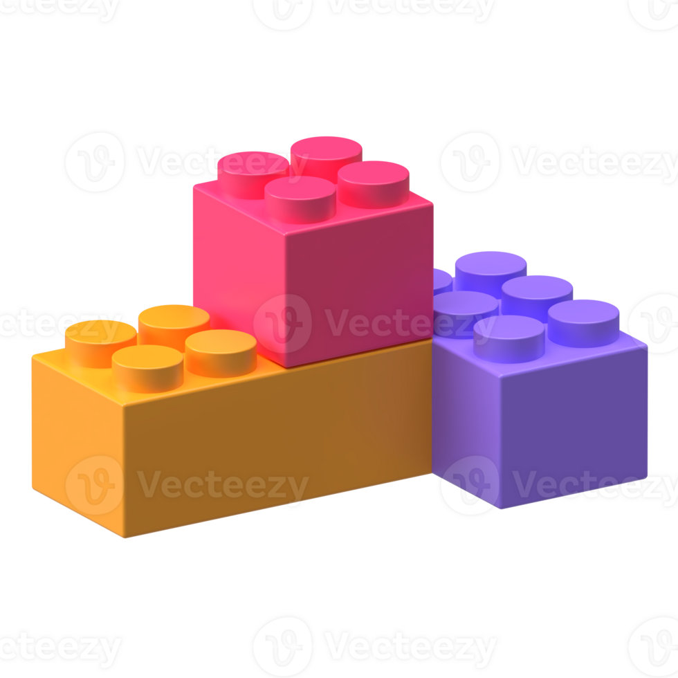 3D Toy Building Blocks. Colorful stackable blocks for children's creative play. png
